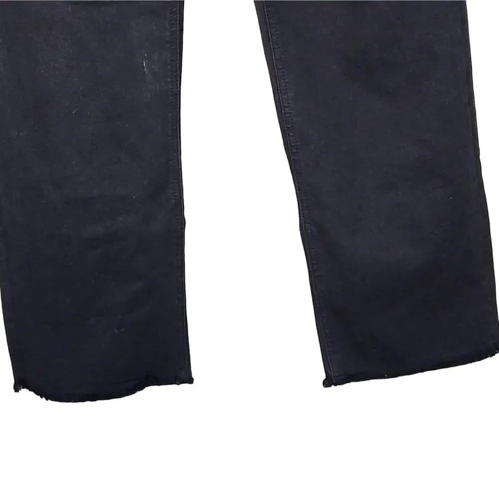 KATE SPADE Broom Street High Rise Raw Hem Straight Leg Black Denim Jeans SZ 30